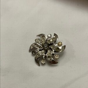 Vintage Silver-Tone Flower Brooch - Silver